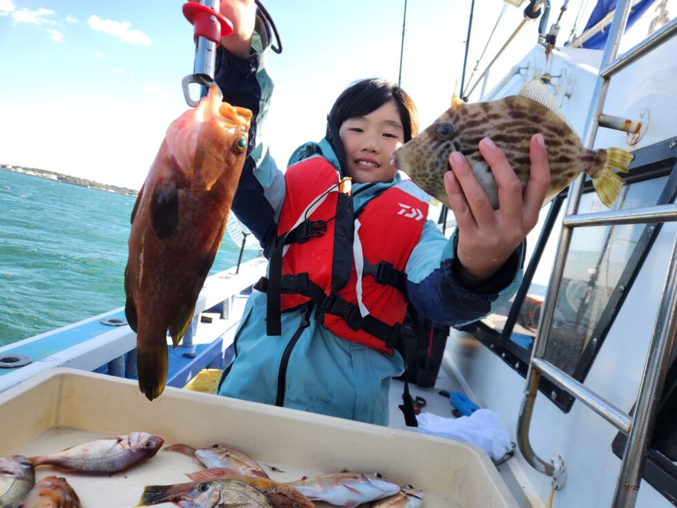 釣りボーイ、キジハタ&カワハギ!